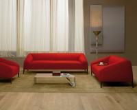 Sebastian Sofa, Designer Sofa mit Holzbeinen, gepolstert in Stoff