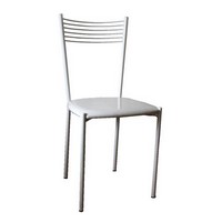 Zara, Chair in wei lackiertem Metall, Kunstleder Sitz