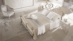 Ghirigori Bett, Doppelbett im Flach gezogen Eisen, lasergeschnittenen Oberflächen