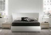 Harry Bett, Moderne Bett mit Holzrahmen, gepolstertem Kopfteil