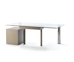 Abaco, Eleganter Schreibtisch mit Glasplatte