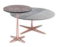 City kleiner Tisch, Couchtisch mit Furnierplatte, Metallsockel