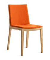 Bianca Light R/FU, Design Lunchroom Chair in Holz, Sitz und Rücken gepolstert