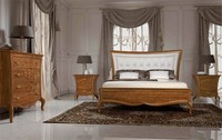 La Dolce Vita - Doppelt Leder cod. 3020, Bett mit Kopfteil aus Leder, Bett aus Massivholz, Bett mit Art-Deco-Stil Schlafzimmer, Bett-Zone, Hotel
