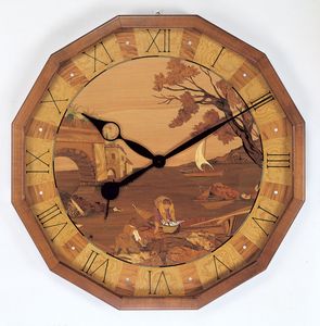 Art. 201/1, Wanduhr in nat�rlichen Einlegearbeiten aus Holz