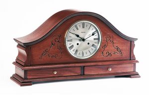 Art. 335/1, Mantel Clock Napoleone Style, Walnuss mit gebogenem Glas